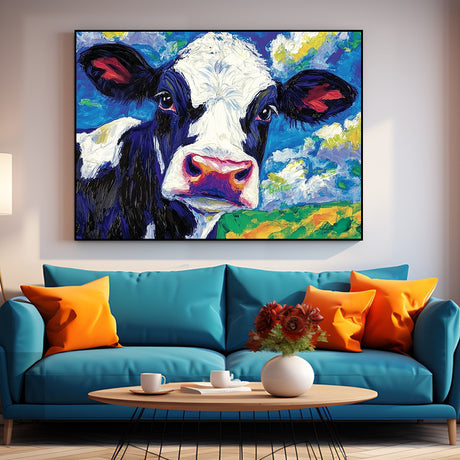 Vibrant Cow Portrait-Canvas Wall Art