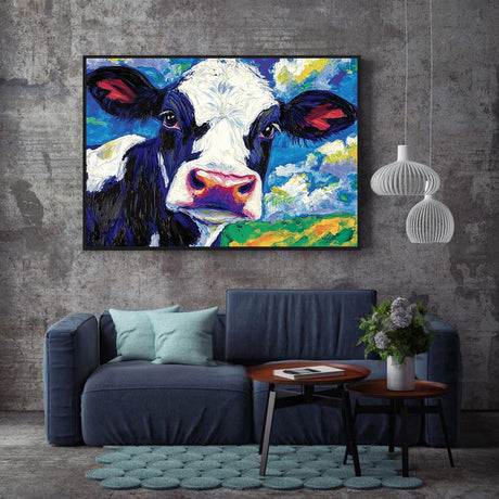 Vibrant Cow Portrait-Canvas Wall Art