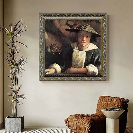 A Young Woman With A Flute By Johannes Vermeer