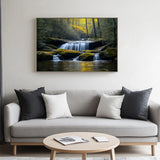 Whispers Of The Forest: Tranquil Waterfall Canvas Wall Art