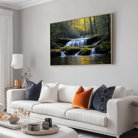 Whispers Of The Forest: Tranquil Waterfall Canvas Wall Art