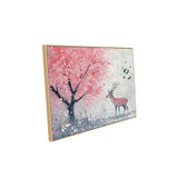 Serene Deer and Cherry Blossom Scene-Canvas Wall Art