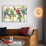 Vibrant Parrots On a Branch Canvas Wall Art