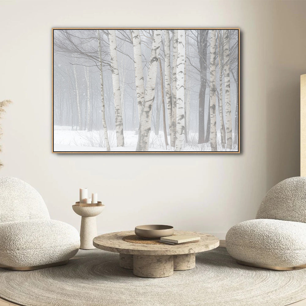 Birch Trees In Winter Canvas Wall Art