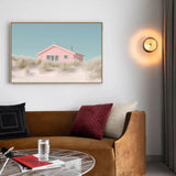 Pink Beach Cottage Canvas Wall Art