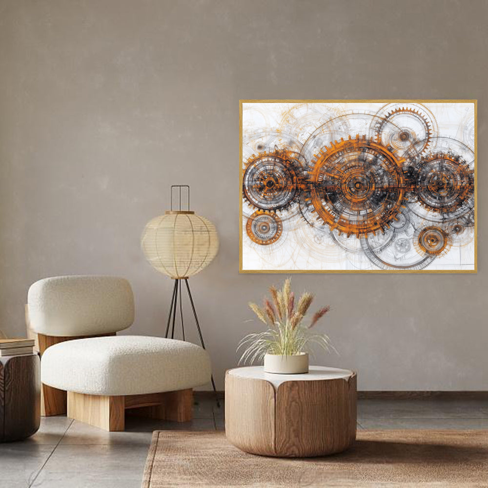 Industrial Gearworks Design-Canvas Wall Art