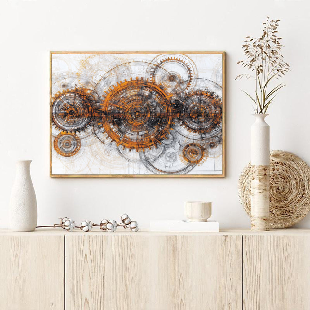 Industrial Gearworks Design-Canvas Wall Art