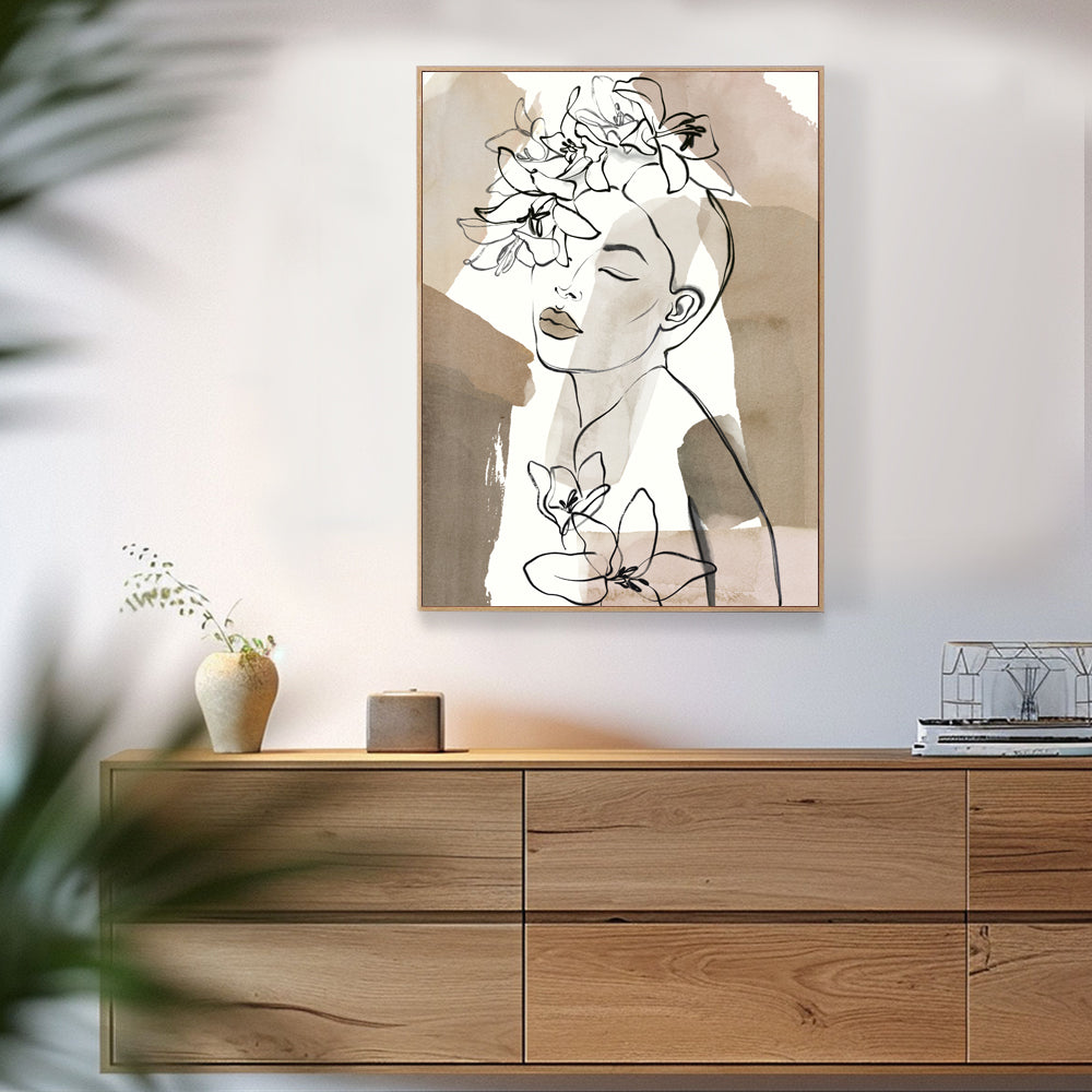 Floral Serenity Abstract Portrait Canvas Wall Art