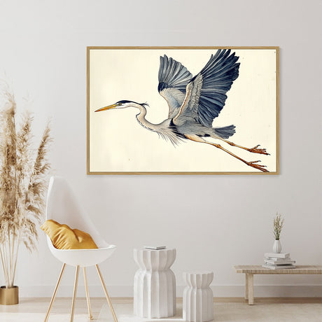 Graceful Heron in Flight-Canvas Wall Art