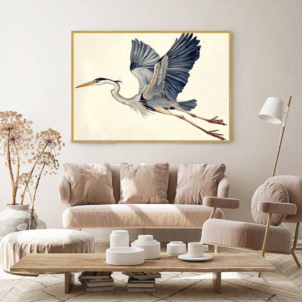 Graceful Heron in Flight-Canvas Wall Art