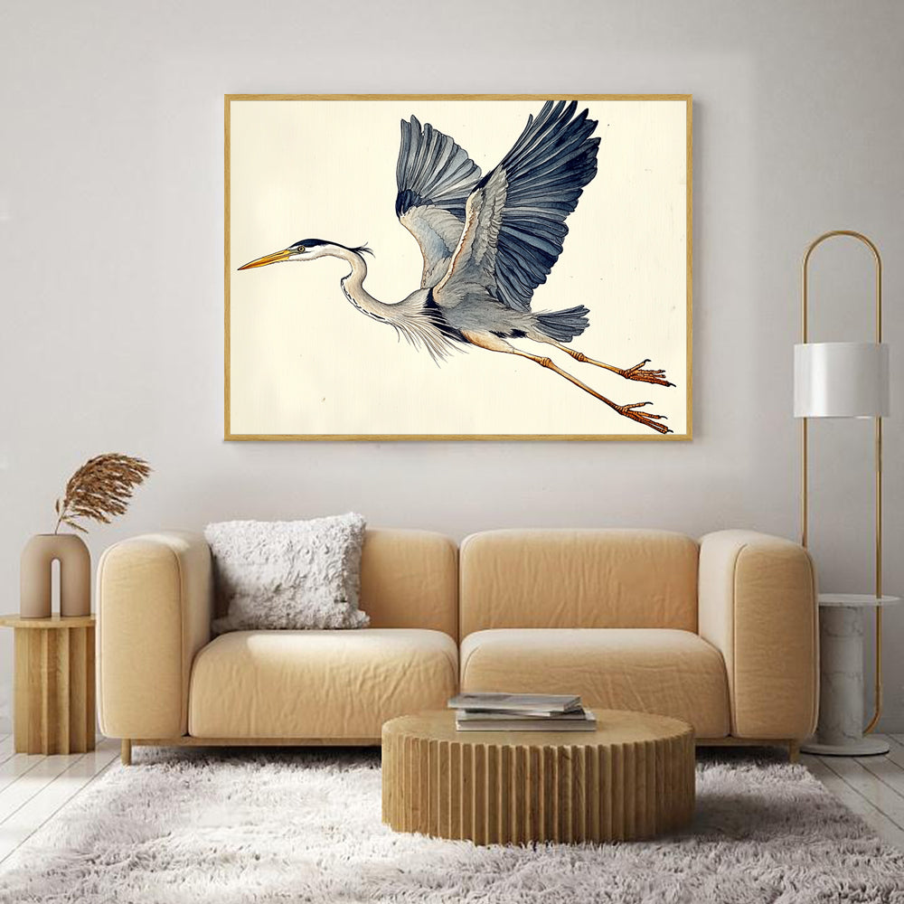 Graceful Heron in Flight-Canvas Wall Art