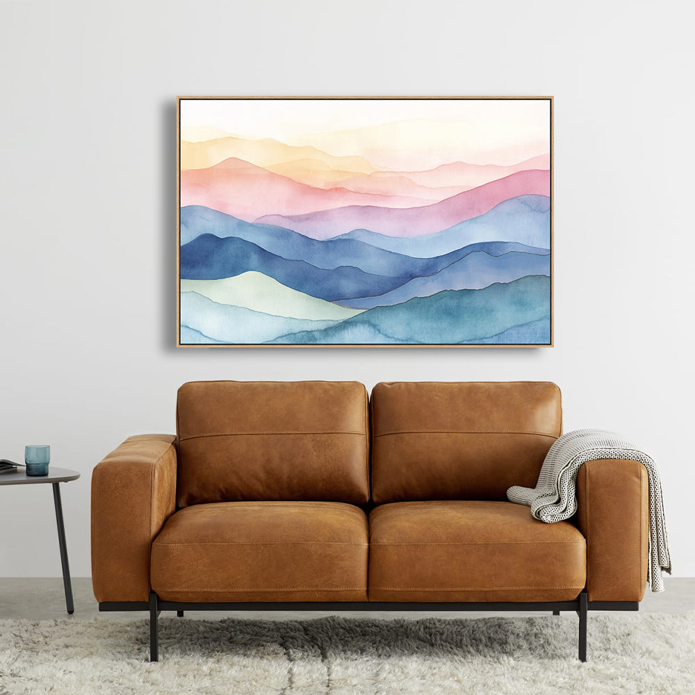 Serene Watercolor Horizon Canvas Wall Art