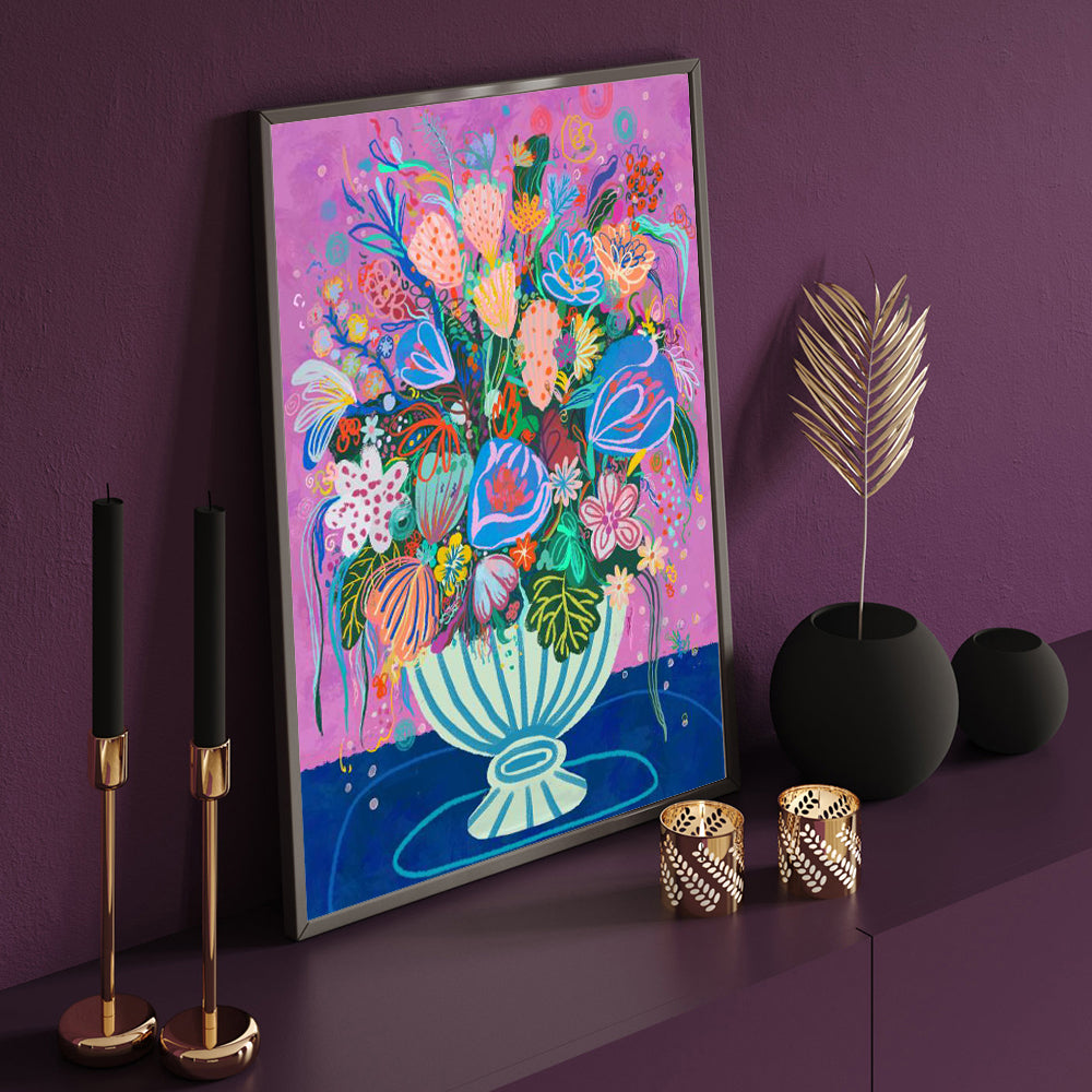Vibrant Floral  – Bold & Colorful Modern Bouquet Canvas Wall Art