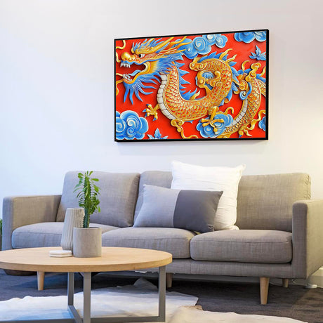  Vibrant Golden Dragon Canvas Wall Art