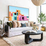 Modern Geometric Canvas Wall Art – Vibrant Architectural Design