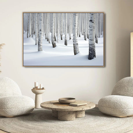 Snowy Birch Forest Canvas Wall Art