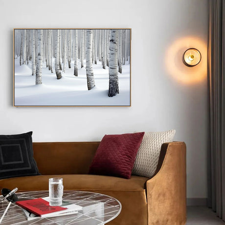 Snowy Birch Forest Canvas Wall Art