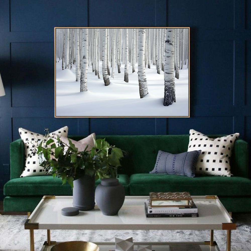 Snowy Birch Forest Canvas Wall Art