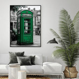 "Vintage Green Phone Booth"-Canvas Wall Art