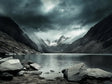 Ethereal Mountain Lake A Serene Wilderness - Canvas Wall Art