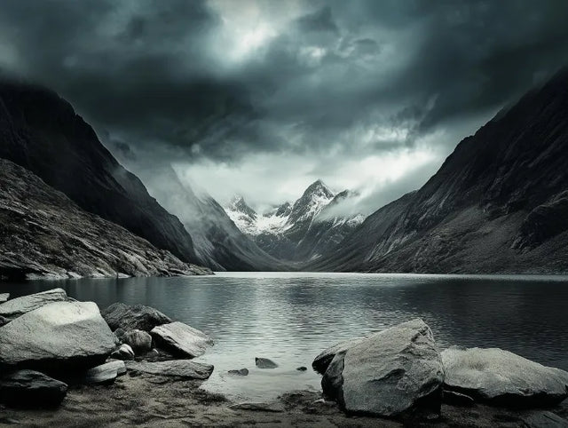 Ethereal Mountain Lake A Serene Wilderness - Canvas Wall Art