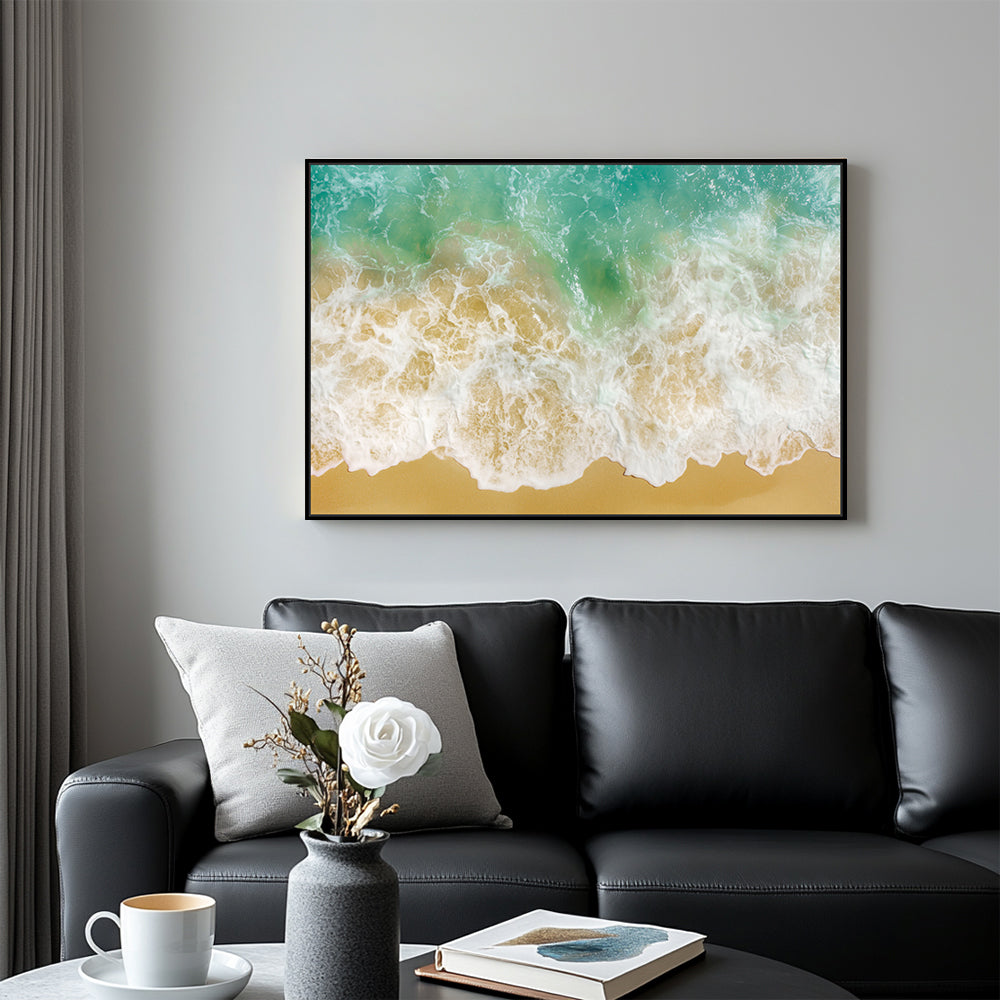 Ocean Waves On Sandy Beach Canvas Wall Art