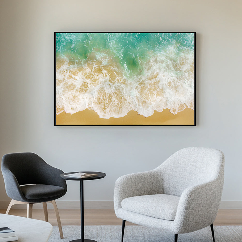 Ocean Waves On Sandy Beach Canvas Wall Art