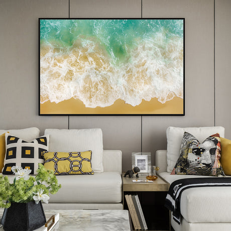 Ocean Waves On Sandy Beach Canvas Wall Art