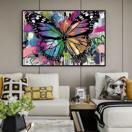 Butterfly Splatter Art Canvas Wall Art Decor