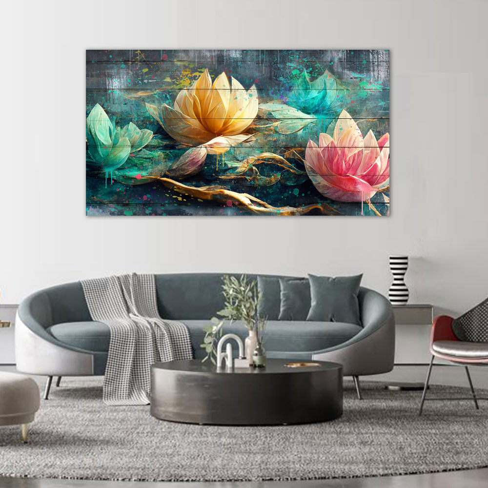 Abstract Lotus Flower Canvas Wall Art