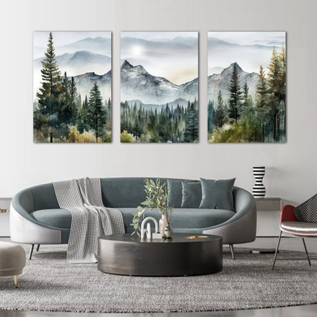 Serene Mountain Forest Landscape Canvas Wall Art