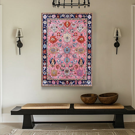 Bohemian Pink Vintage Floral Canvas Wall Art