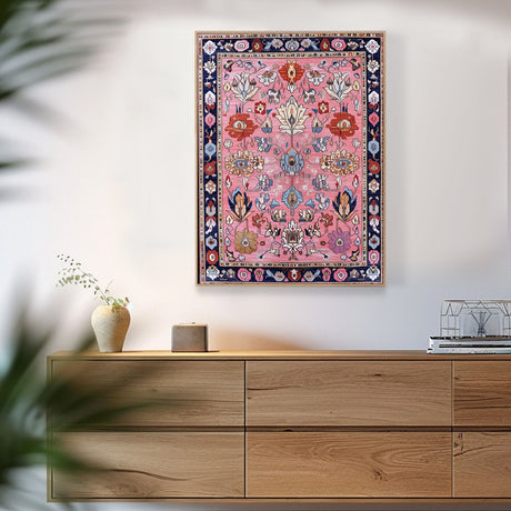 Bohemian Pink Vintage Floral Canvas Wall Art