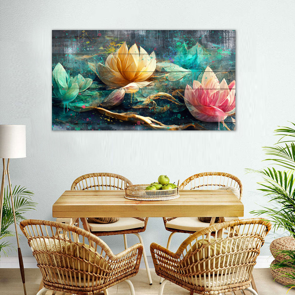 Abstract Lotus Flower Canvas Wall Art