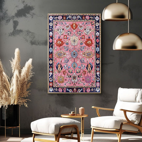 Bohemian Pink Vintage Floral Canvas Wall Art