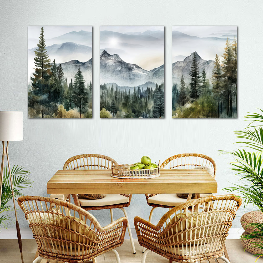 Serene Mountain Forest Landscape Canvas Wall Art