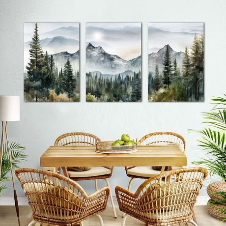 Serene Mountain Forest Landscape Canvas Wall Art