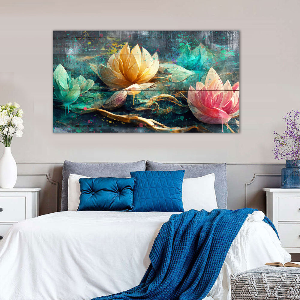 Abstract Lotus Flower Canvas Wall Art