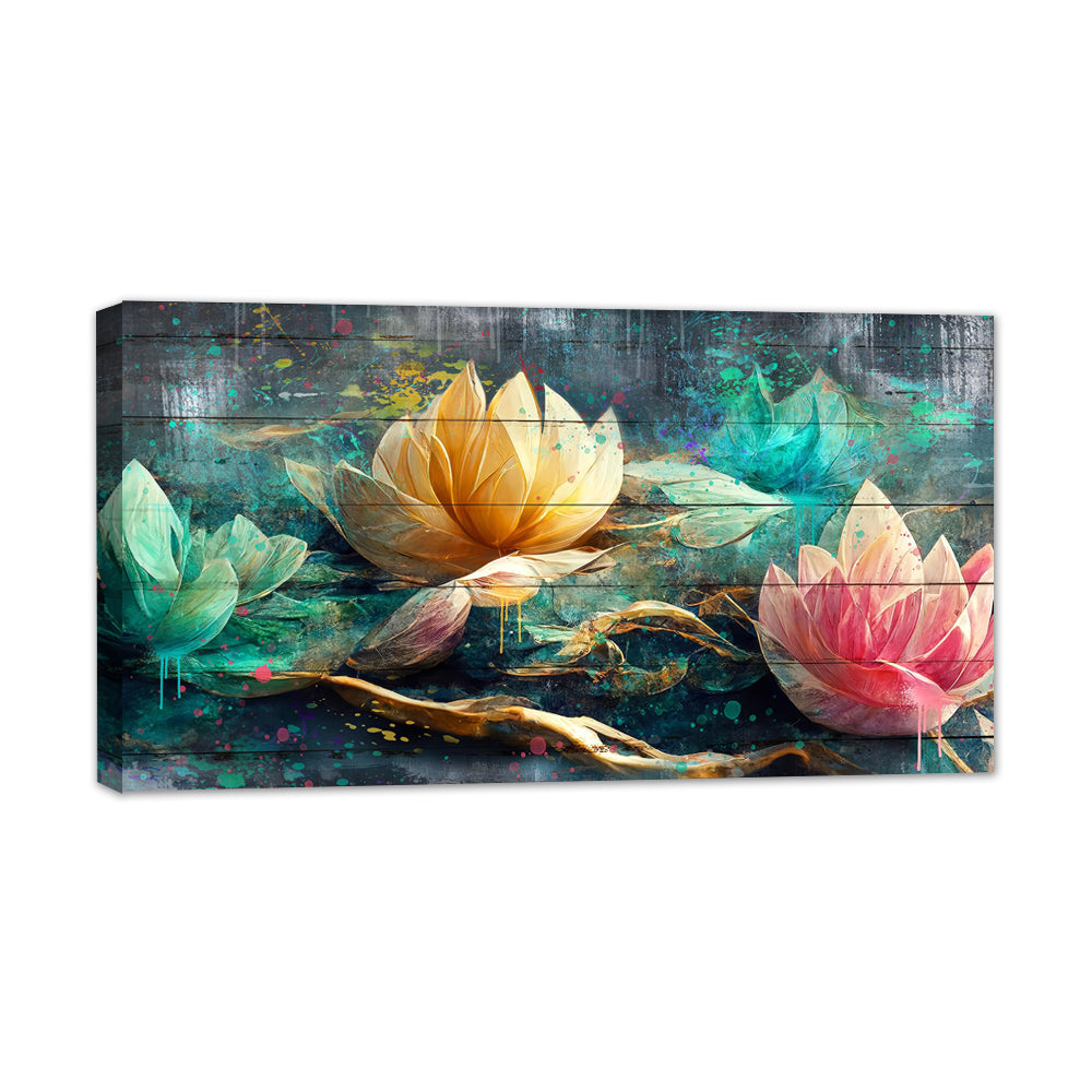 Abstract Lotus Flower Canvas Wall Art