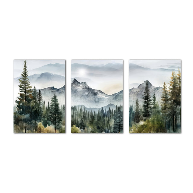 Serene Mountain Forest Landscape Canvas Wall Art