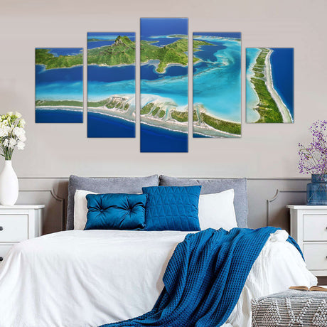 5-Piece Aerial Island View Canvas Wall Art