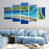 5-Piece Aerial Island View Canvas Wall Art