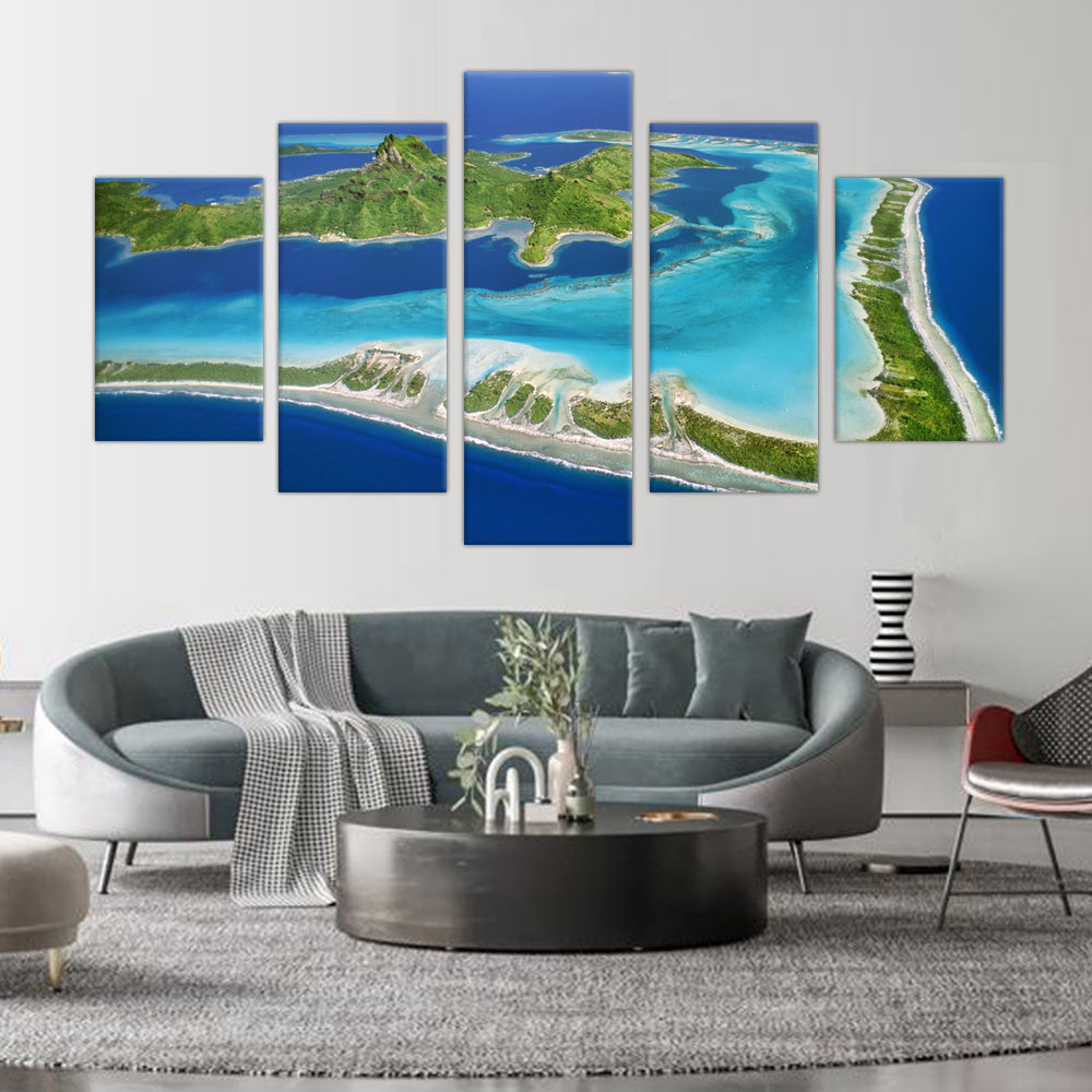 5-Piece Aerial Island View Canvas Wall Art