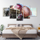 5-Piece American Football Helmet and Ball Canvas Wall Art