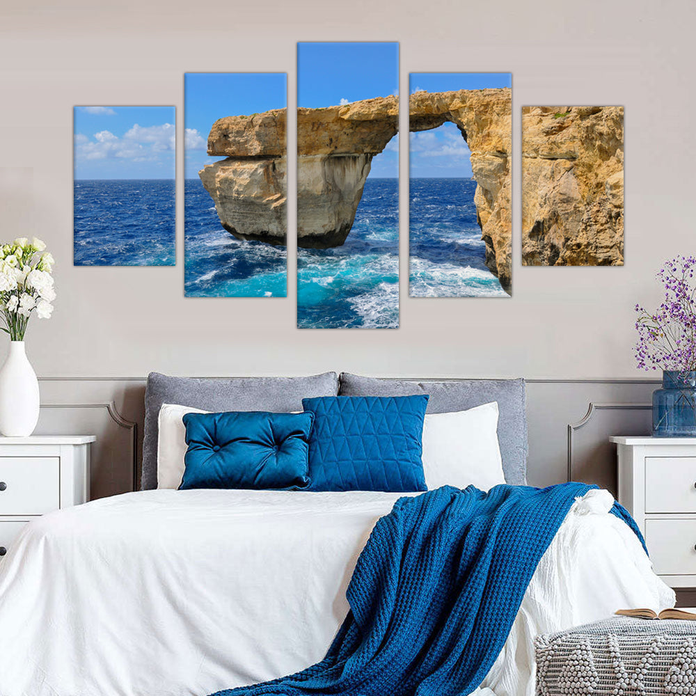  5-Piece Azure Window Coastal Canvas Wall Art 