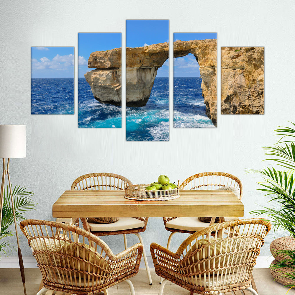 5-Piece Azure Window Coastal Canvas Wall Art