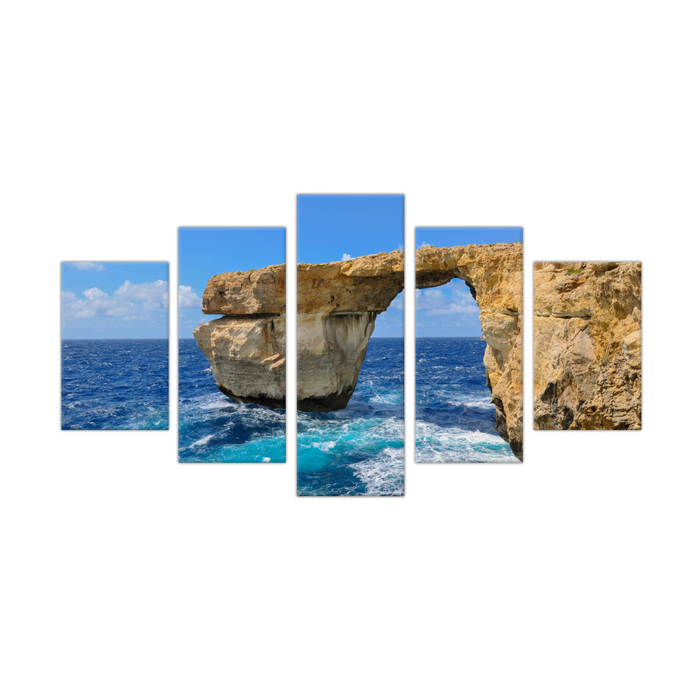  5-Piece Azure Window Coastal Canvas Wall Art 