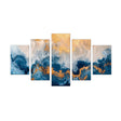 5-Piece Blue and Gold Marble Effect Canvas Wall Art