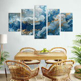 5-Piece Blue and Gold Abstract Canvas Wall Art