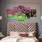 5-Piece Cherry Tree Park Canvas Wall Art